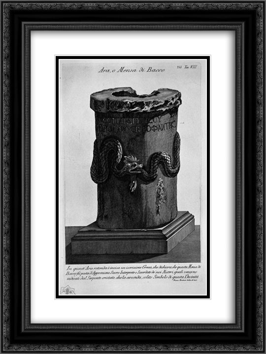 Demonstration of various ornaments of the Temple of Vesta 18x24 Black Ornate Wood Framed Art Print Poster with Double Matting by Piranesi, Giovanni Battista