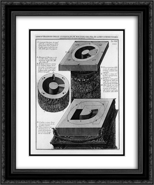 Demonstrations of the area of `boulders that connect to each other 20x24 Black Ornate Wood Framed Art Print Poster with Double Matting by Piranesi, Giovanni Battista