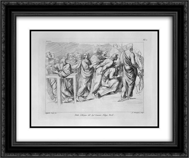 Detail of the Dispute of the Sacrament of Raphael 24x20 Black Ornate Wood Framed Art Print Poster with Double Matting by Piranesi, Giovanni Battista