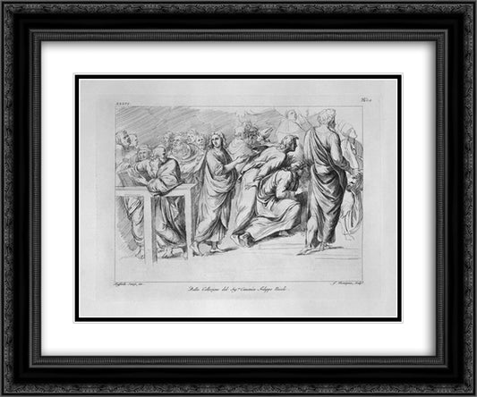Detail of the Dispute of the Sacrament of Raphael 24x20 Black Ornate Wood Framed Art Print Poster with Double Matting by Piranesi, Giovanni Battista