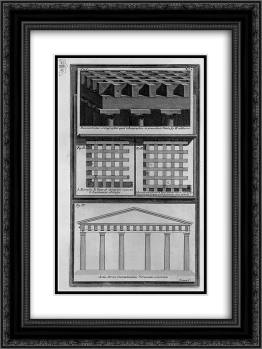 Details 18x24 Black Ornate Wood Framed Art Print Poster with Double Matting by Piranesi, Giovanni Battista