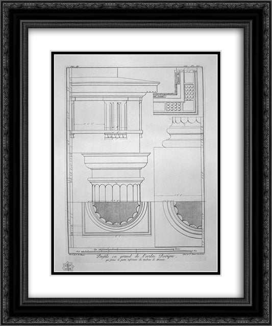 Drawing of a vase and other scraps found in the same tomb 20x24 Black Ornate Wood Framed Art Print Poster with Double Matting by Piranesi, Giovanni Battista