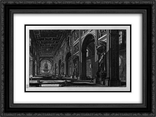 Egyptian Obelisk in the Plaza of St. John Lateran 24x18 Black Ornate Wood Framed Art Print Poster with Double Matting by Piranesi, Giovanni Battista
