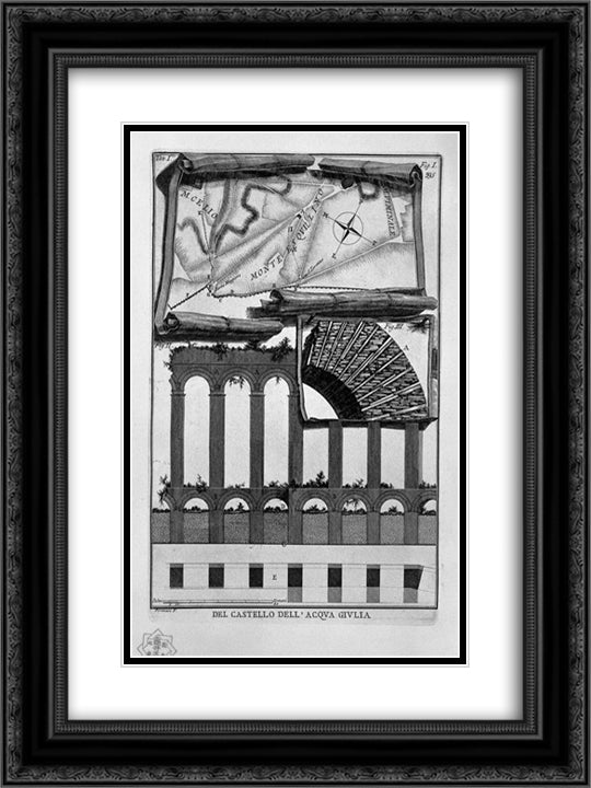 Elevation 18x24 Black Ornate Wood Framed Art Print Poster with Double Matting by Piranesi, Giovanni Battista