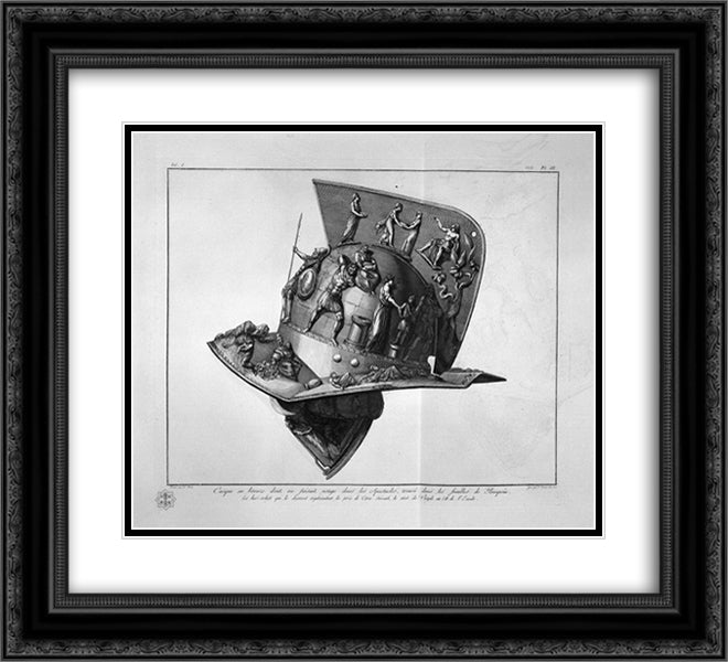 Elmo and the bronze gladiator 22x20 Black Ornate Wood Framed Art Print Poster with Double Matting by Piranesi, Giovanni Battista