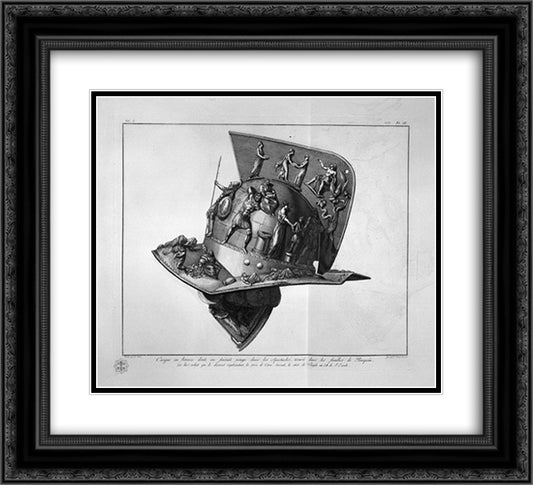 Elmo and the bronze gladiator 22x20 Black Ornate Wood Framed Art Print Poster with Double Matting by Piranesi, Giovanni Battista