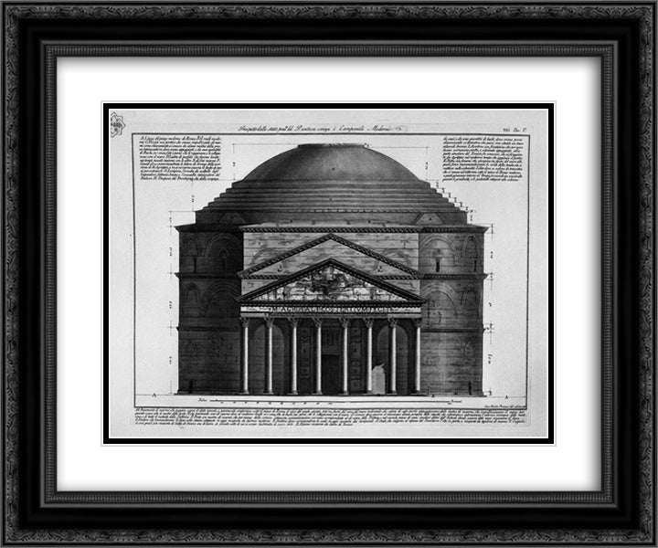 Face of the balance of the Pantheon without roesent Modern Bell 24x20 Black Ornate Wood Framed Art Print Poster with Double Matting by Piranesi, Giovanni Battista