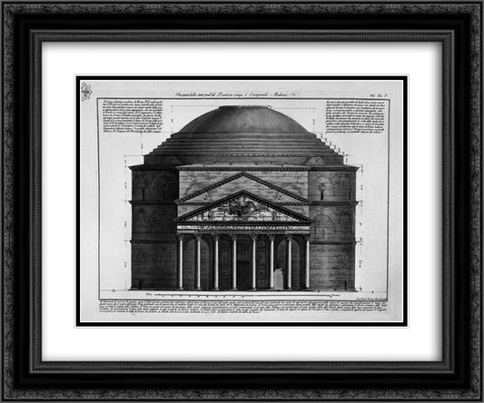 Face of the balance of the Pantheon without roesent Modern Bell 24x20 Black Ornate Wood Framed Art Print Poster with Double Matting by Piranesi, Giovanni Battista