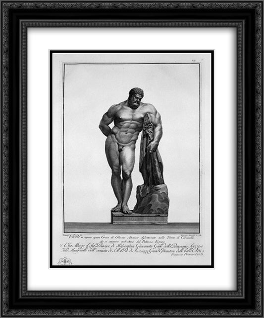 Farnese Hercules 20x24 Black Ornate Wood Framed Art Print Poster with Double Matting by Piranesi, Giovanni Battista