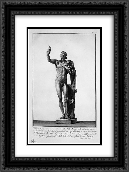 Faun with grapes 18x24 Black Ornate Wood Framed Art Print Poster with Double Matting by Piranesi, Giovanni Battista