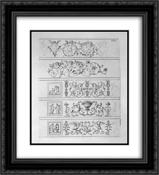 Five friezes 20x22 Black Ornate Wood Framed Art Print Poster with Double Matting by Piranesi, Giovanni Battista
