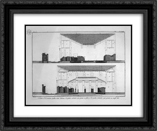 Floor Plan 24x20 Black Ornate Wood Framed Art Print Poster with Double Matting by Piranesi, Giovanni Battista