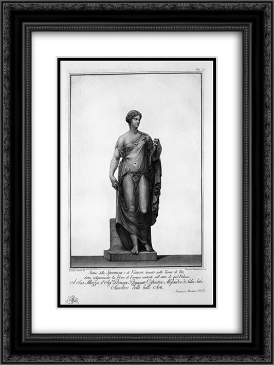 Flora Farnese 18x24 Black Ornate Wood Framed Art Print Poster with Double Matting by Piranesi, Giovanni Battista