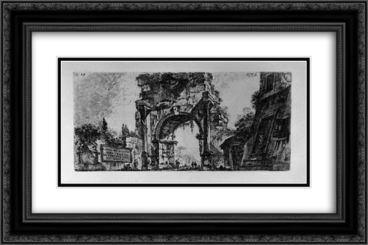 Forum of Augustus 24x16 Black Ornate Wood Framed Art Print Poster with Double Matting by Piranesi, Giovanni Battista