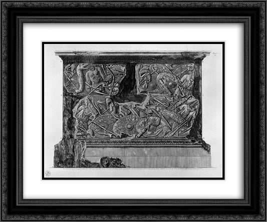 Fourth side of the pedestal of the same column 24x20 Black Ornate Wood Framed Art Print Poster with Double Matting by Piranesi, Giovanni Battista