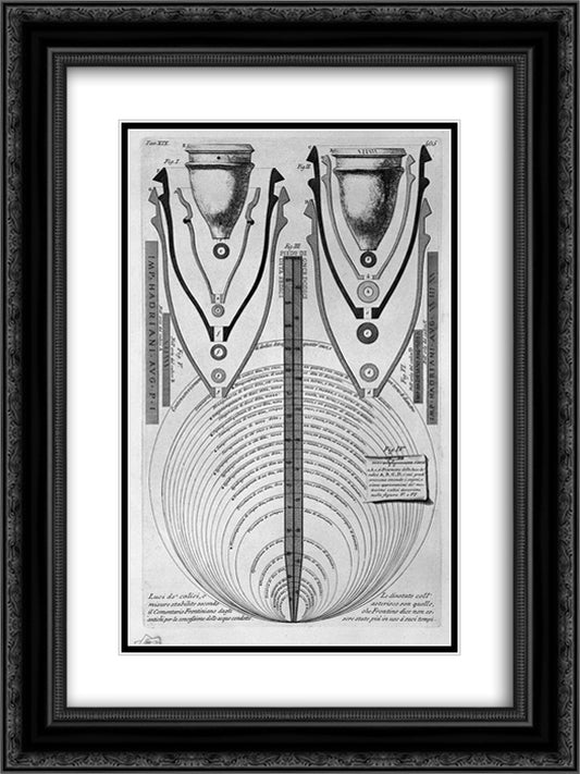 Fragment of a shield fell from above Trophies 18x24 Black Ornate Wood Framed Art Print Poster with Double Matting by Piranesi, Giovanni Battista