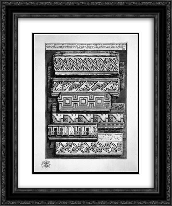 Friezes of Etruscan tombs of Tarquinia 20x24 Black Ornate Wood Framed Art Print Poster with Double Matting by Piranesi, Giovanni Battista