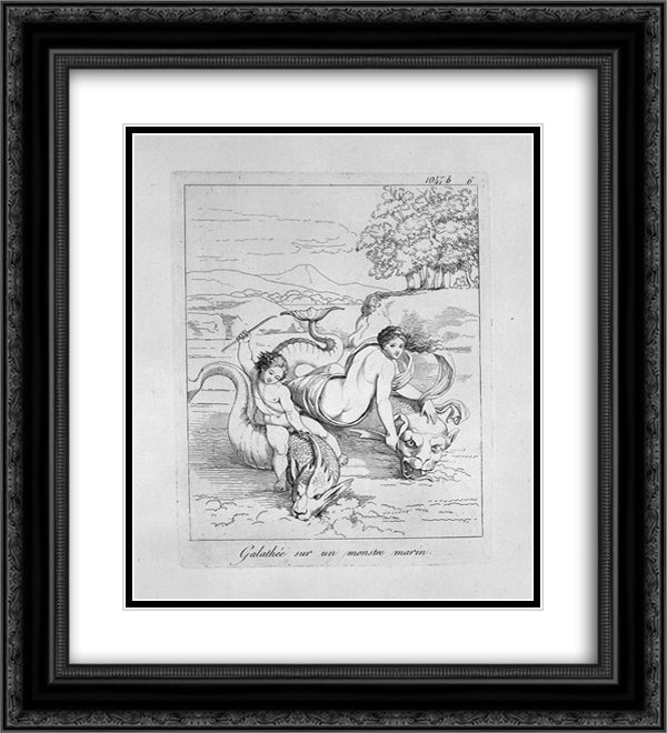 Galatea on a sea monster 20x22 Black Ornate Wood Framed Art Print Poster with Double Matting by Piranesi, Giovanni Battista