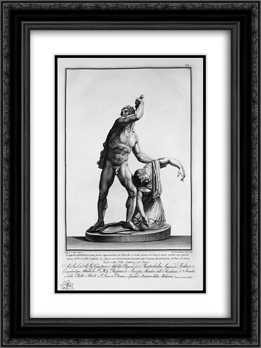 Gallo`s group with his wife 18x24 Black Ornate Wood Framed Art Print Poster with Double Matting by Piranesi, Giovanni Battista