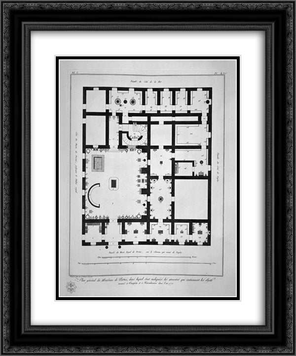 General plan of the Museum of Portici 20x24 Black Ornate Wood Framed Art Print Poster with Double Matting by Piranesi, Giovanni Battista
