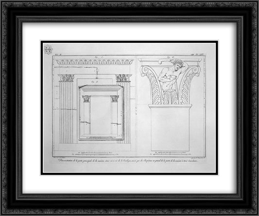 General sections of the three previous houses 24x20 Black Ornate Wood Framed Art Print Poster with Double Matting by Piranesi, Giovanni Battista