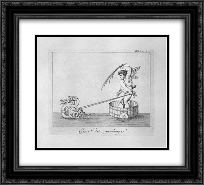 Genius of Harvest 22x20 Black Ornate Wood Framed Art Print Poster with Double Matting by Piranesi, Giovanni Battista