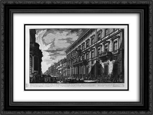 Great view of the Curia Innocenziana 24x18 Black Ornate Wood Framed Art Print Poster with Double Matting by Piranesi, Giovanni Battista