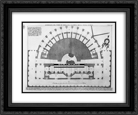 Ground plan of the ground floor of the theater and the stage of stable 24x20 Black Ornate Wood Framed Art Print Poster with Double Matting by Piranesi, Giovanni Battista