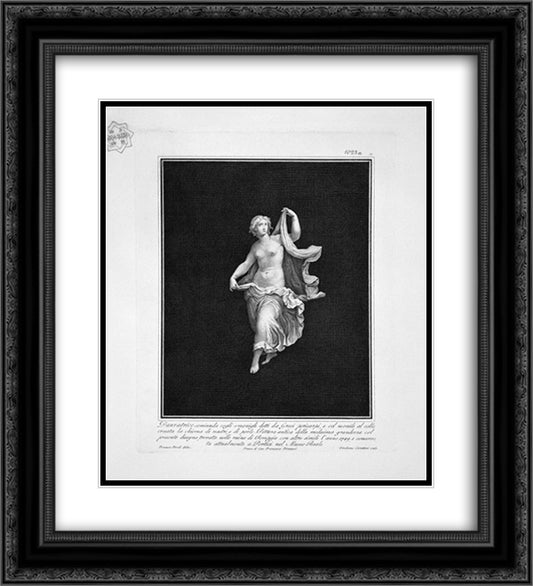 Half-naked dancer, taken from a painting of ancient Pompeii 20x22 Black Ornate Wood Framed Art Print Poster with Double Matting by Piranesi, Giovanni Battista