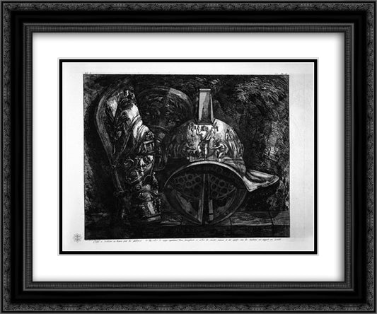 Helmet and bronze gladiator leggings 24x20 Black Ornate Wood Framed Art Print Poster with Double Matting by Piranesi, Giovanni Battista