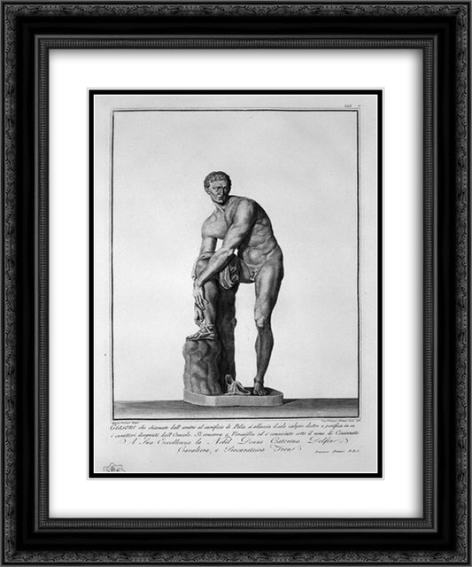 Hermes 20x24 Black Ornate Wood Framed Art Print Poster with Double Matting by Piranesi, Giovanni Battista