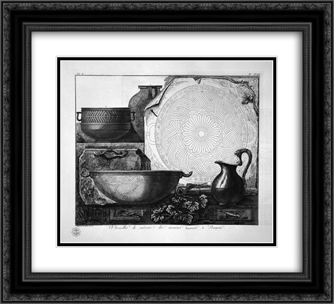 Household utensils 22x20 Black Ornate Wood Framed Art Print Poster with Double Matting by Piranesi, Giovanni Battista