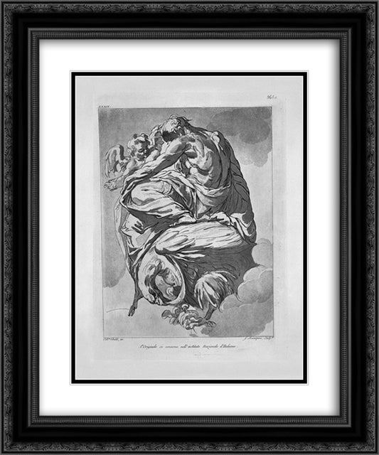 Hylas stolen by the nymphs, which are available from P by an antique painting by Santi Bartoli 20x24 Black Ornate Wood Framed Art Print Poster with Double Matting by Piranesi, Giovanni Battista