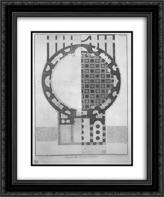 Iconography of the ancient state of the Pantheon 20x24 Black Ornate Wood Framed Art Print Poster with Double Matting by Piranesi, Giovanni Battista
