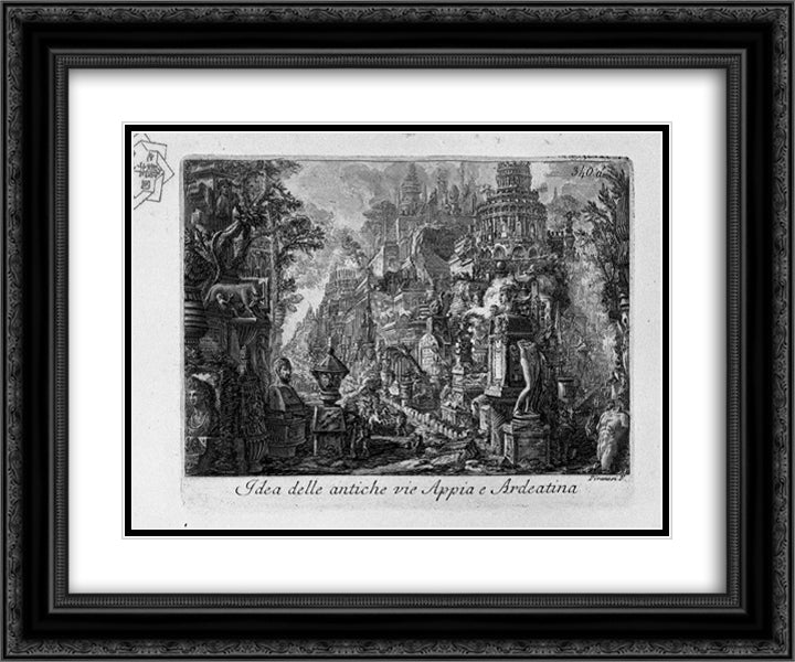 Idea of the ancient Via Appia and Ardeatina 24x20 Black Ornate Wood Framed Art Print Poster with Double Matting by Piranesi, Giovanni Battista