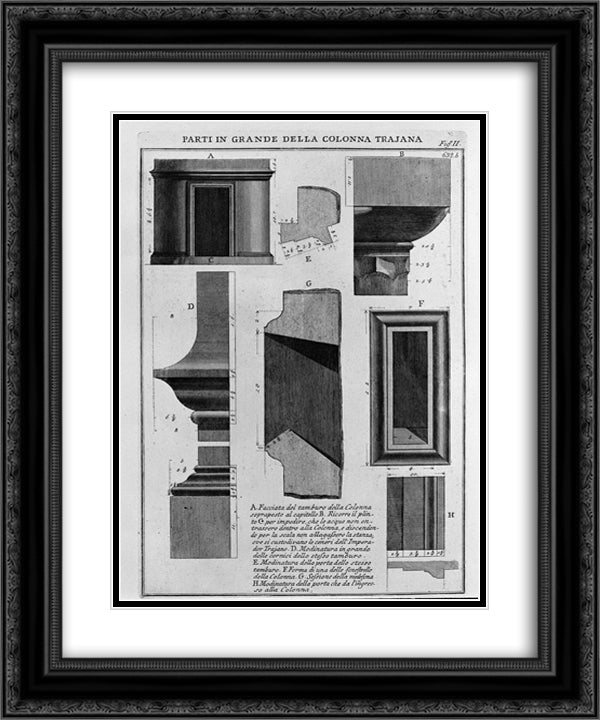 In large parts of the Trajan column 20x24 Black Ornate Wood Framed Art Print Poster with Double Matting by Piranesi, Giovanni Battista