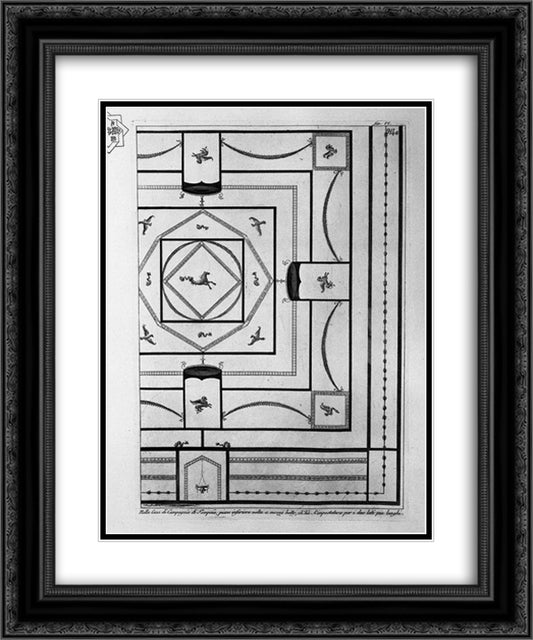 In the House of Pompeii, once downstairs half-barrel, the ch`ha impostatura for the two longer sides 20x24 Black Ornate Wood Framed Art Print Poster with Double Matting by Piranesi, Giovanni Battista
