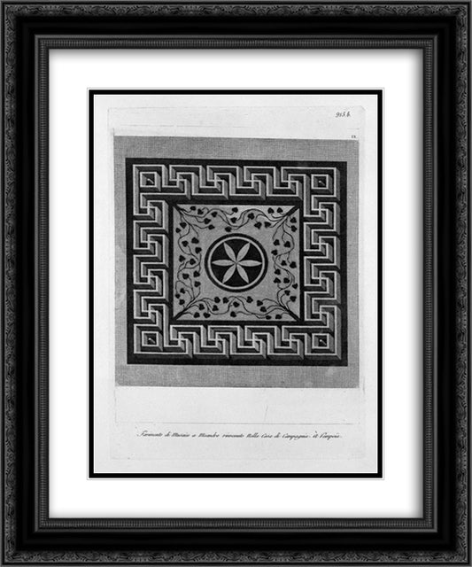 In the House of Pompeii, upstairs portion of the short wall in the small courtyard of bathrooms 20x24 Black Ornate Wood Framed Art Print Poster with Double Matting by Piranesi, Giovanni Battista