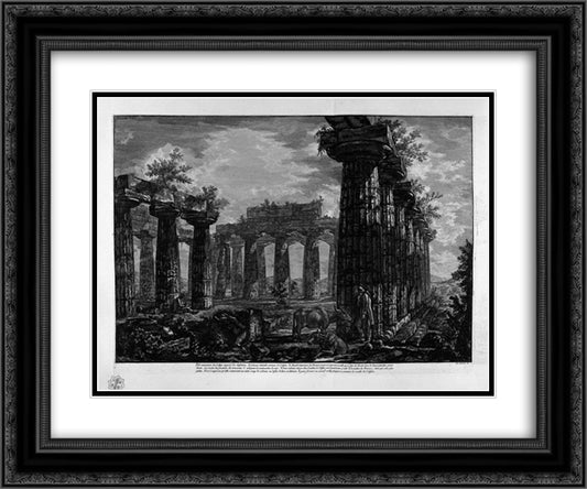 Inside the same building 24x20 Black Ornate Wood Framed Art Print Poster with Double Matting by Piranesi, Giovanni Battista
