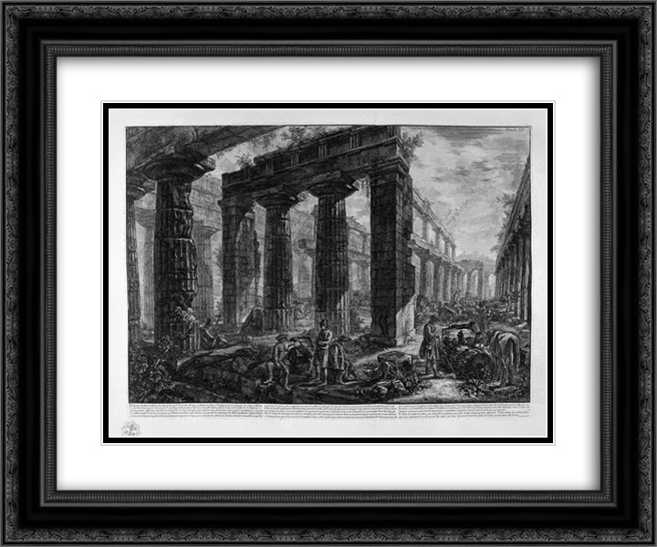 Inside the same temple 24x20 Black Ornate Wood Framed Art Print Poster with Double Matting by Piranesi, Giovanni Battista
