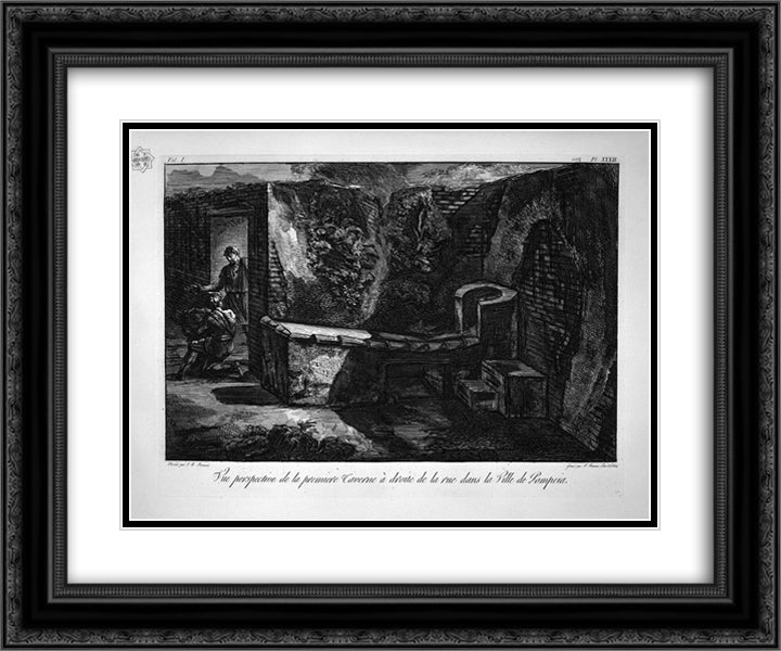 Inside the tavern 24x20 Black Ornate Wood Framed Art Print Poster with Double Matting by Piranesi, Giovanni Battista