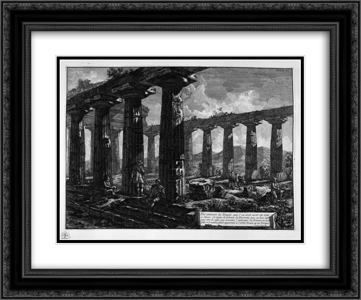 Inside the Temple 24x20 Black Ornate Wood Framed Art Print Poster with Double Matting by Piranesi, Giovanni Battista