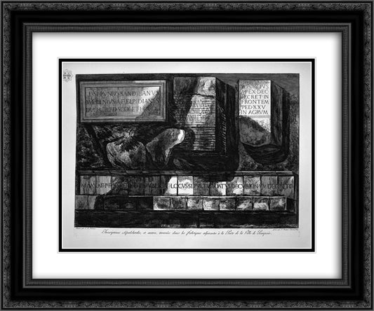 Interior view of the city of Pompeii with side porches 24x20 Black Ornate Wood Framed Art Print Poster with Double Matting by Piranesi, Giovanni Battista