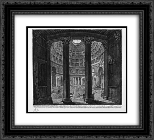 Interior view of the Pantheon 22x20 Black Ornate Wood Framed Art Print Poster with Double Matting by Piranesi, Giovanni Battista