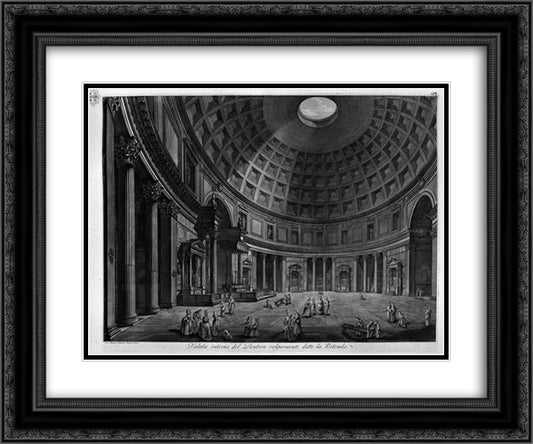 Interior view of the Pantheon commonly known as the Rotunda 24x20 Black Ornate Wood Framed Art Print Poster with Double Matting by Piranesi, Giovanni Battista