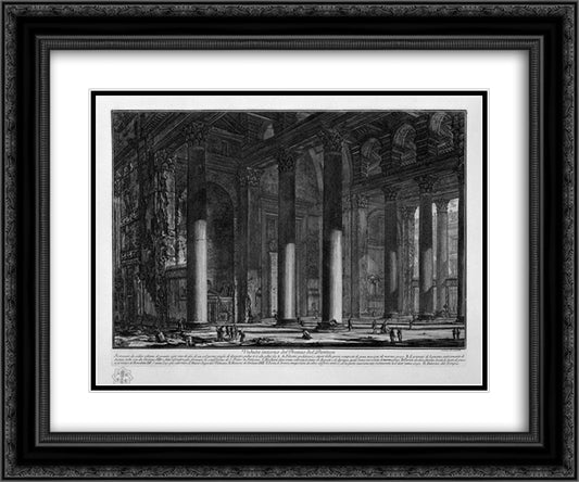 Interior view of the pronaos of the Pantheon 24x20 Black Ornate Wood Framed Art Print Poster with Double Matting by Piranesi, Giovanni Battista