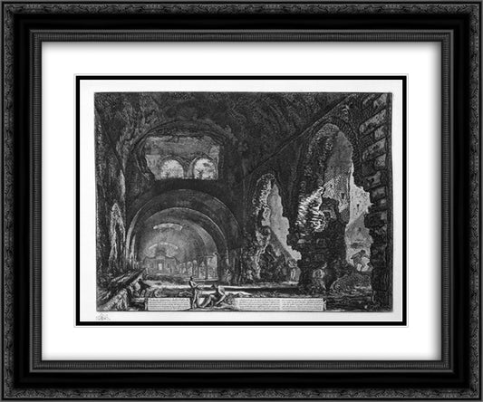 Interior view of the Villa of Maecenas 24x20 Black Ornate Wood Framed Art Print Poster with Double Matting by Piranesi, Giovanni Battista