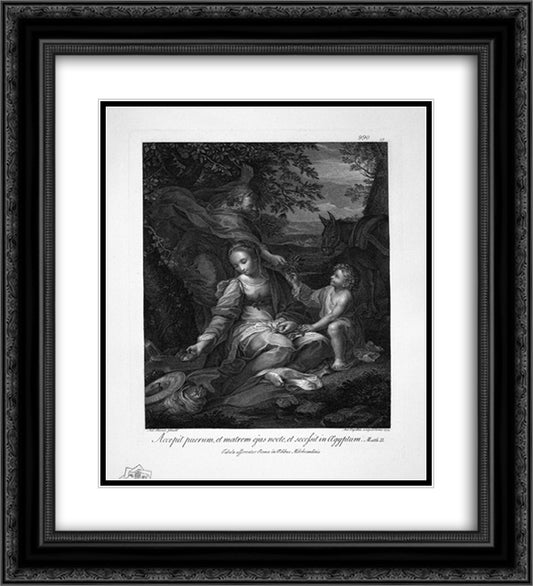 Jesus praying on the Mount of Olives 20x22 Black Ornate Wood Framed Art Print Poster with Double Matting by Piranesi, Giovanni Battista
