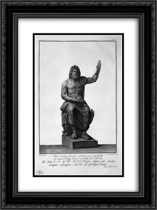 Jupiter 18x24 Black Ornate Wood Framed Art Print Poster with Double Matting by Piranesi, Giovanni Battista