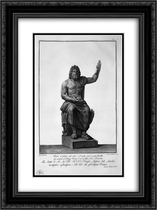 Jupiter 18x24 Black Ornate Wood Framed Art Print Poster with Double Matting by Piranesi, Giovanni Battista